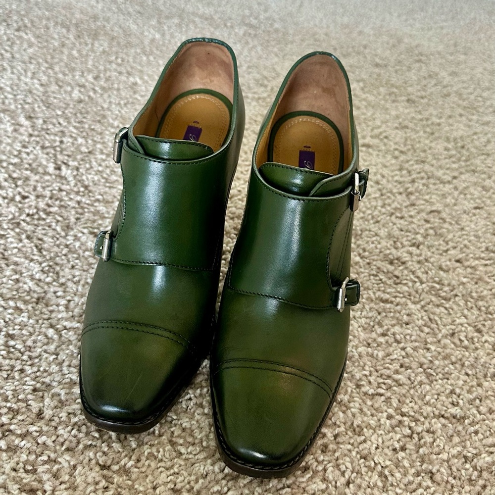 Ralph Lauren Purple Label Forest Green Ankle Booties